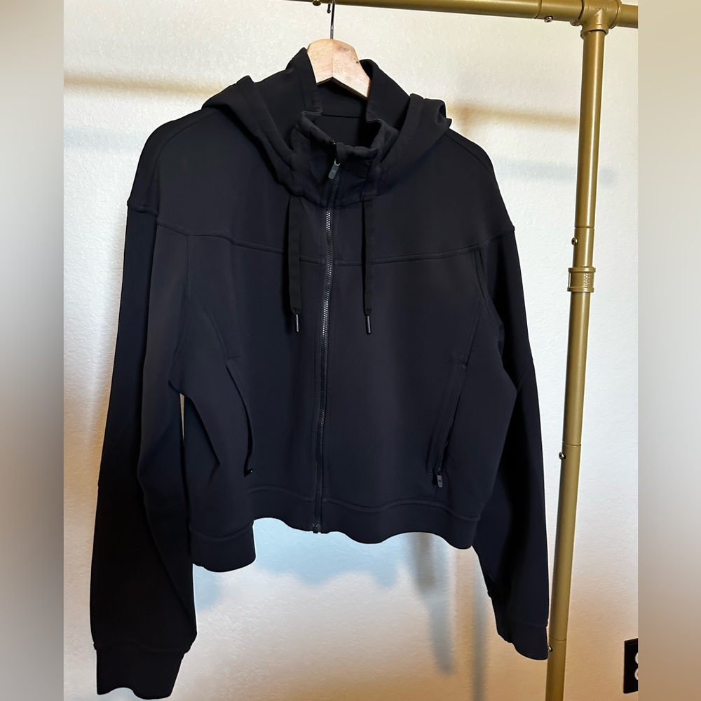 Lululemon Vintage Cropped Scuba Hoodie – Black – Full Zip – Size 14